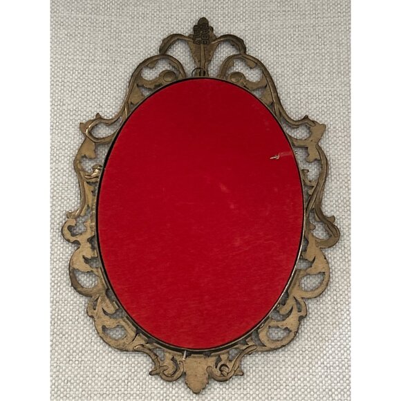 Set of 2 VTG Italian Ornate Oval Metal Frames Floral Prints Wall Hanging Baroque - Picture 6 of 12